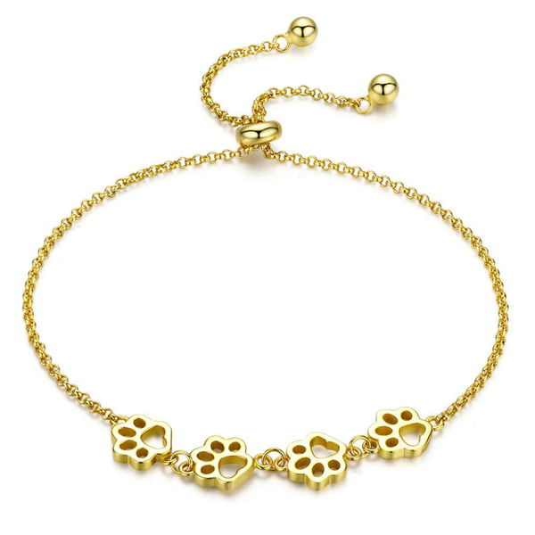 Adjustable Real 925 Sterling Gold Paw Bracelet