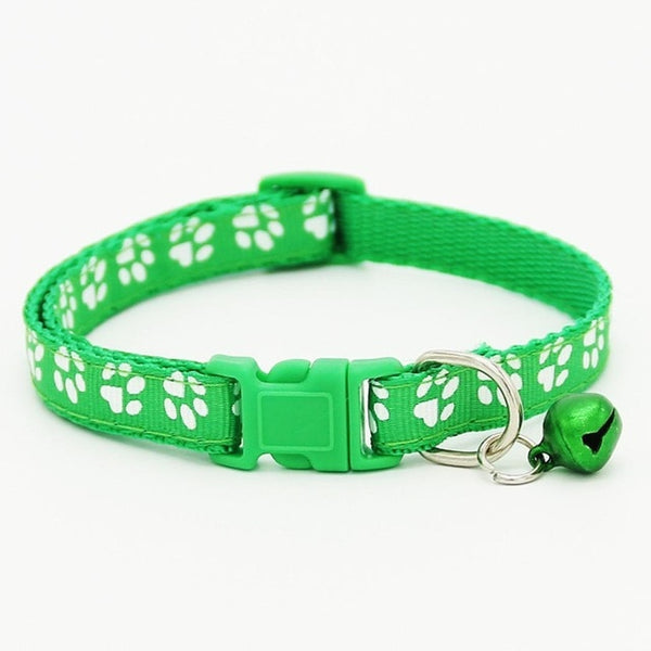 Pet Collar Paw Footprint + Removable Bell
