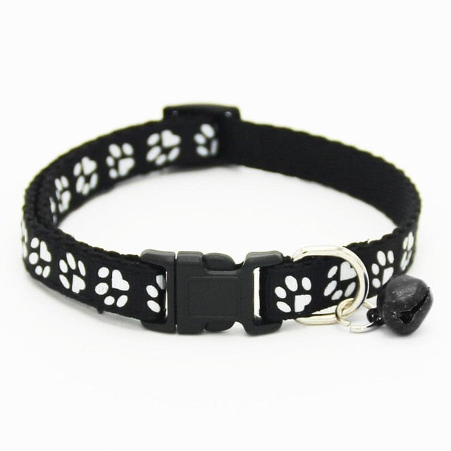 Pet Collar Paw Footprint + Removable Bell