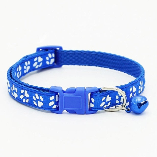 Pet Collar Paw Footprint + Removable Bell