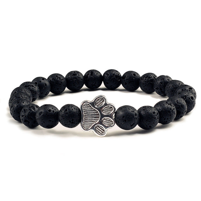 Paw Footprint Charm Stones Bracelet