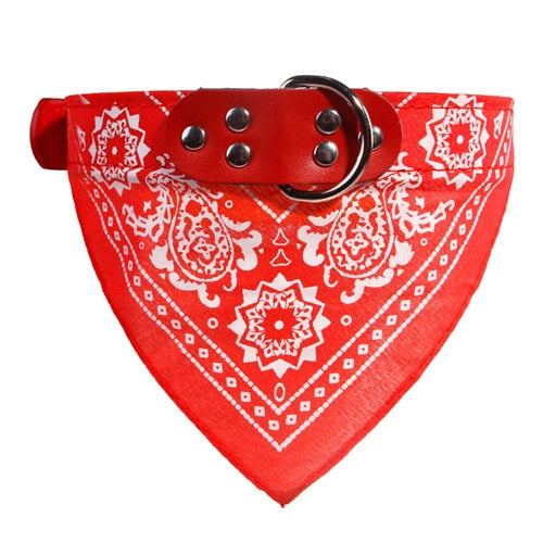 Adjustable Dog Printed Leather Bandana