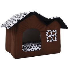 Cute Brown Pet Bed House Shaped