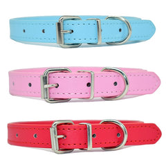 12 Color Adjustable Leather Pet Collar